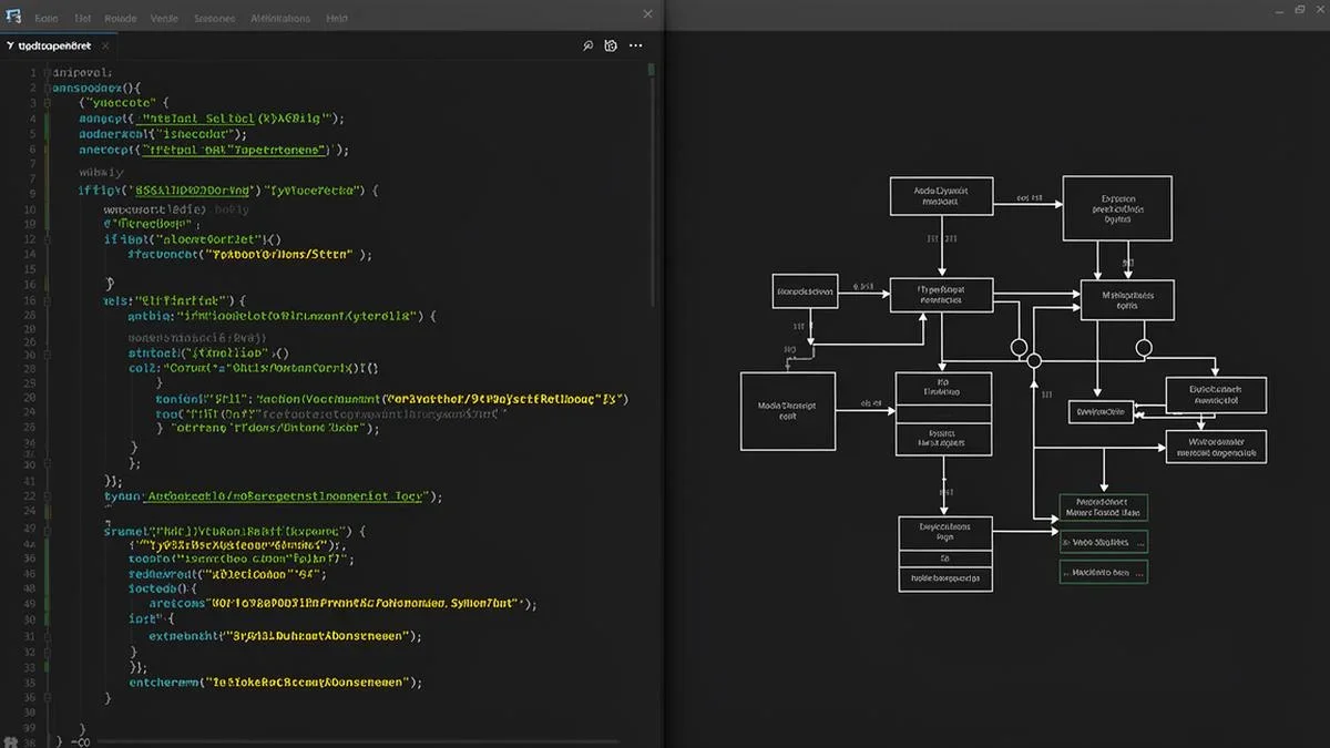 Éditeur de code avec diagramme d’architecture